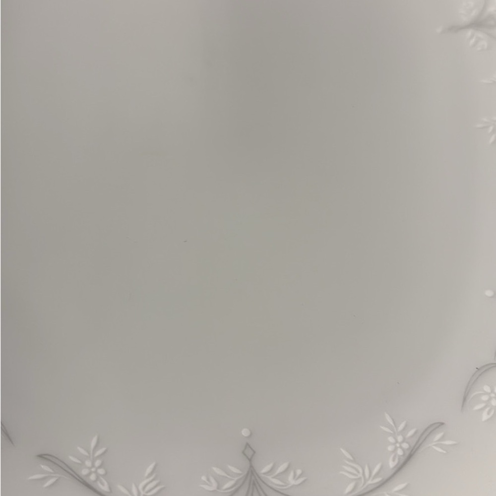 Noritake whitebrook 6441 White and Gray Floral Oblong Dish